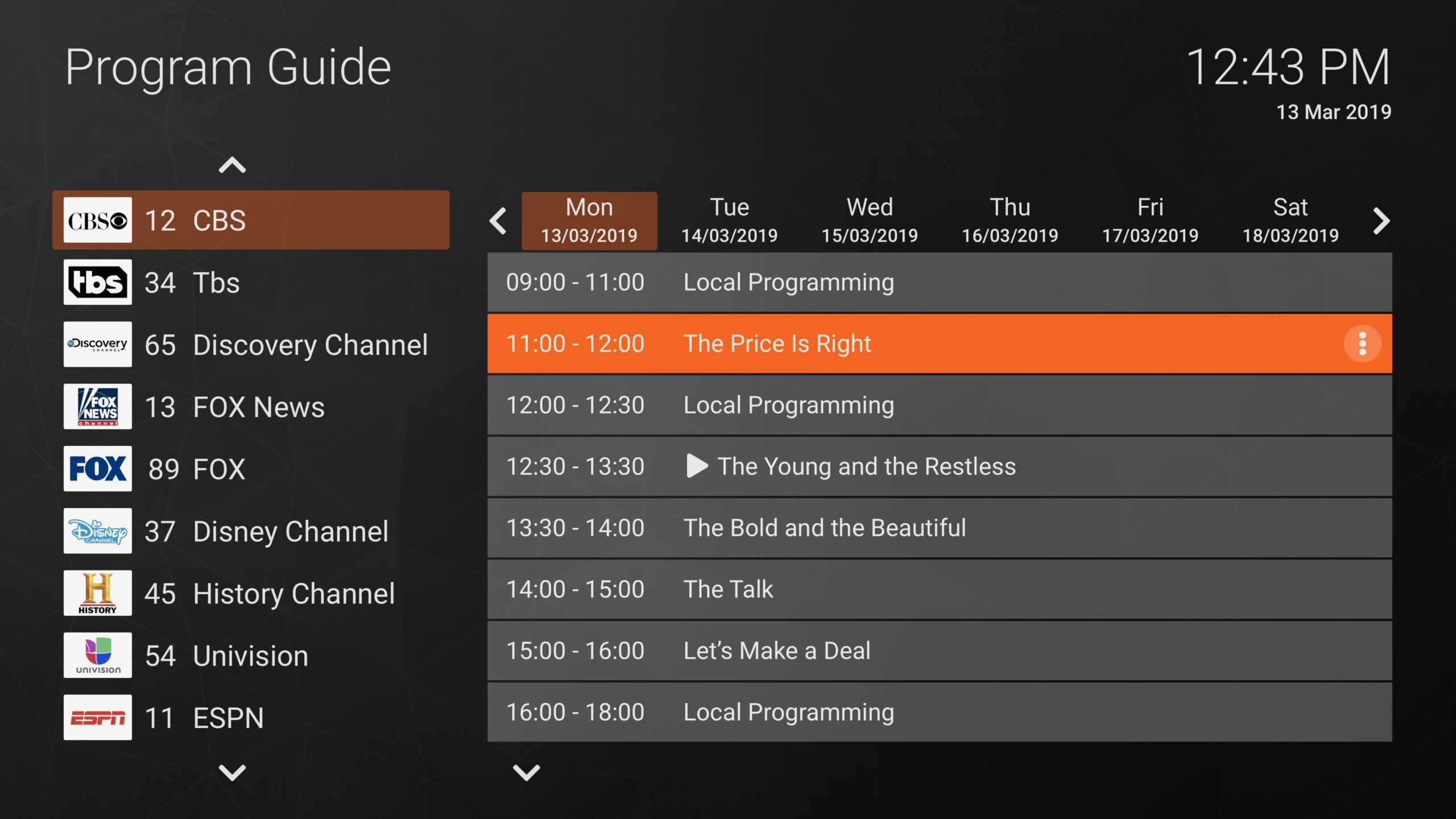 EPG Grid New Layout