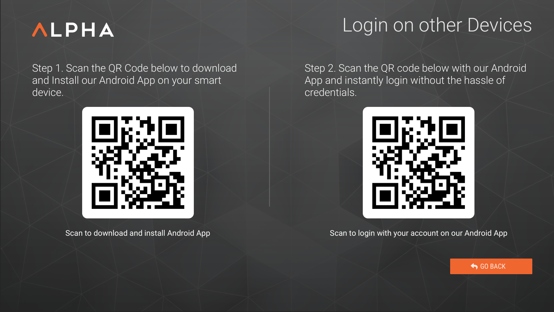 QR Code login Mobile device